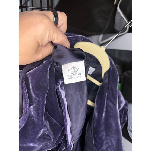 Emanuel Ungaro Velvet Silk Blazer Purple Women's Size 8 - Picture 3 of 5
